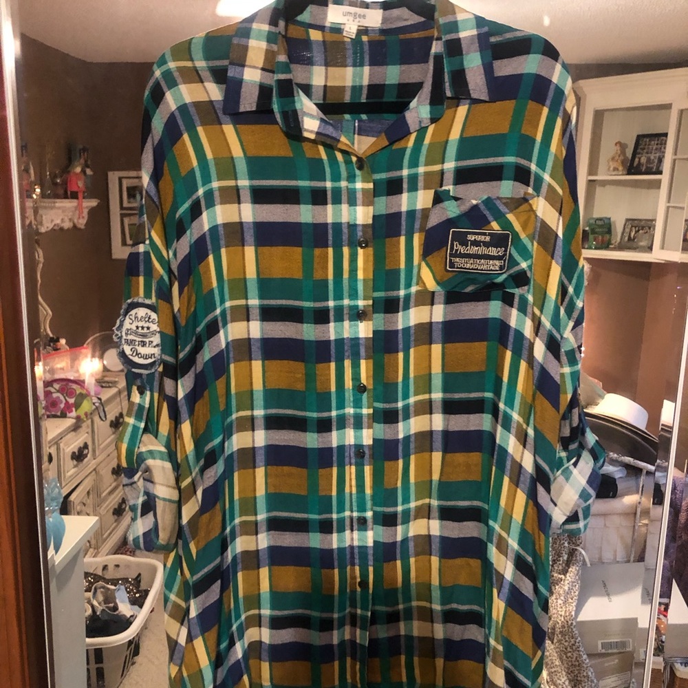 Plaid Button-Up Tunic